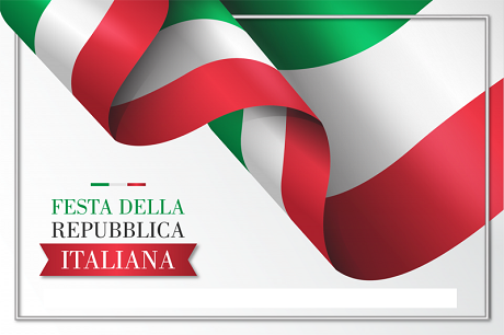 bandiera italiana con scritta festa della repubblica italiana